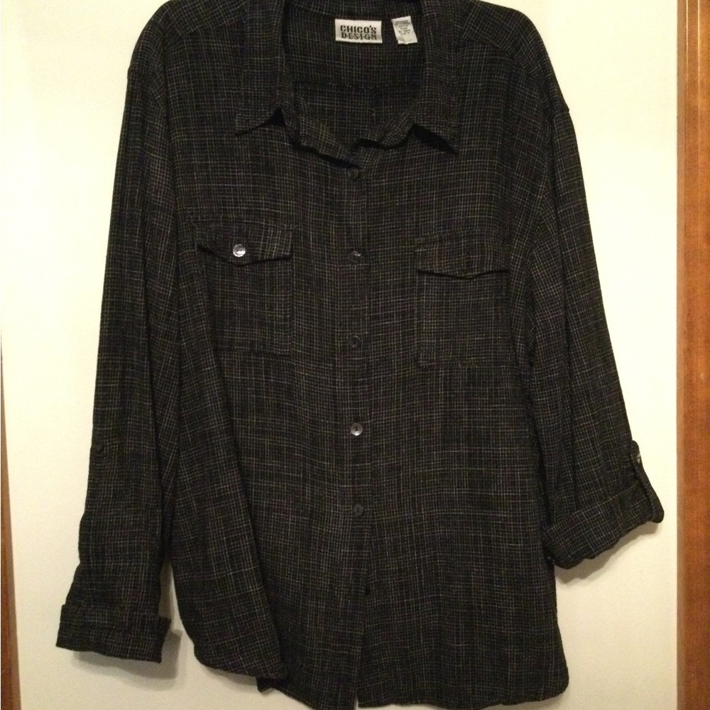 Vintage Chicos Design Linen Shirt, sz XL